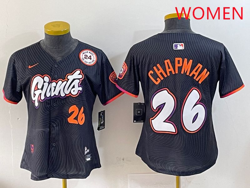 Women San Francisco Giants #26 Chapman Black Joint Name Nike 2025 MLB Jersey style 6->women mlb jersey->Women Jersey